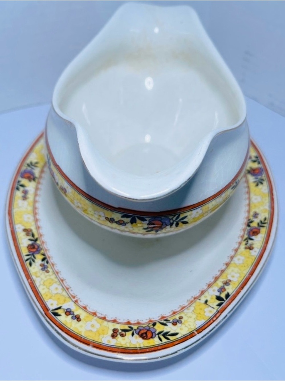 Vintage Johnson Brothers Montrose Gravy Boat Attached Underplate